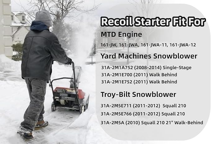 751-10955 Recoil Starter Replacement for MTD 161-JW 161-JWA Craftsman C-Cadet Hus-kee Troy-Bilt Yard Machines Snowblower Rep 951-10955