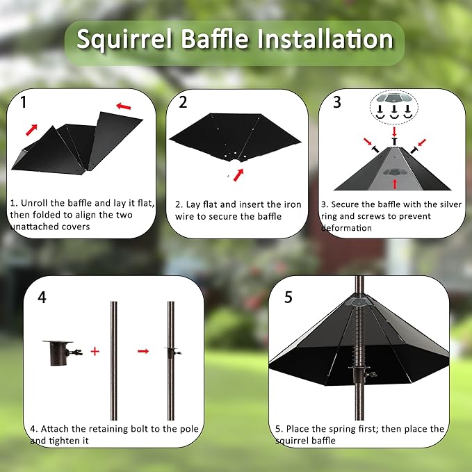 Widened 19" Metal Squirrel Baffle for Bird Feeder Poles - Outside Baffle Guard, Weatherproof Outdoor Squirrel Proof Protector with Matte Black Finish (2 Pack)