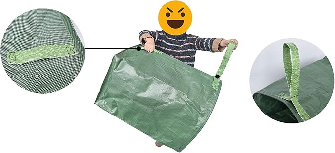 UNISTRENGH 2-Pack Set 106 Gallons Reusable Garden Bag with Reinforced Handles Heavy Duty Gardening Bags Lawn Pool Garden Leaf Waste Bag (Green-Double)