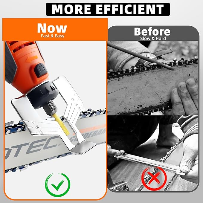 NEO-TEC Electric Chainsaw Sharpener Kit - High-Speed Chain Saw Sharpener Tool with 6 Pcs Chainsaw Chain Sharpener Titanium-Plated Diamond Bits, 3 File Size Diamond Sharpening Wheels for All Chainsaw