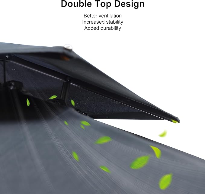 PURPLE LEAF 9' x 12' Cantilever Patio Umbrella Outdoor Umbrella with 280lbs Base Large Rectangular Windproof Offset Umbrella for Pool Deck Garden, Graphite Grey