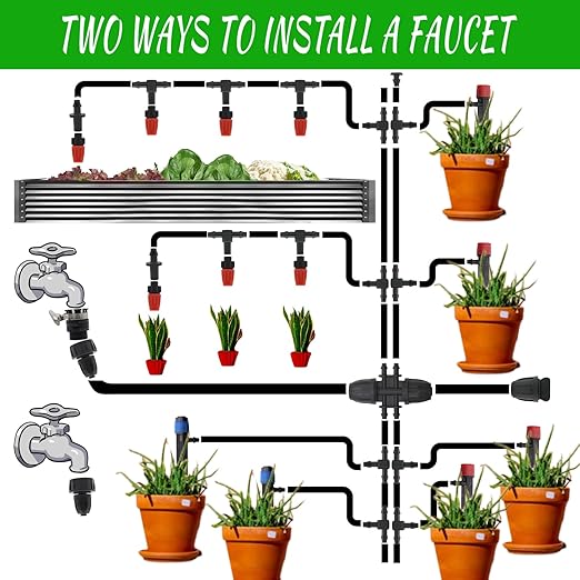100-FT Irrigation Kit for Garden Greenhouse Automatic Micro Drip Irrigation Kit 90 PCS DIY Automatic Garden Greenhouse, Flower Bed, Terrace, Lawn Irrigation Equipment Set