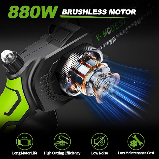 2-IN-1 Cordless Pole Saw 8 inch &6 inch, Pole Saws for Tree Trimming 2 * 4.0Ah Battery Powered, Electric Pole Saw Brushless 15ft Max Extension Pole Chainsaw for Tree Trimmer Wood Cutting