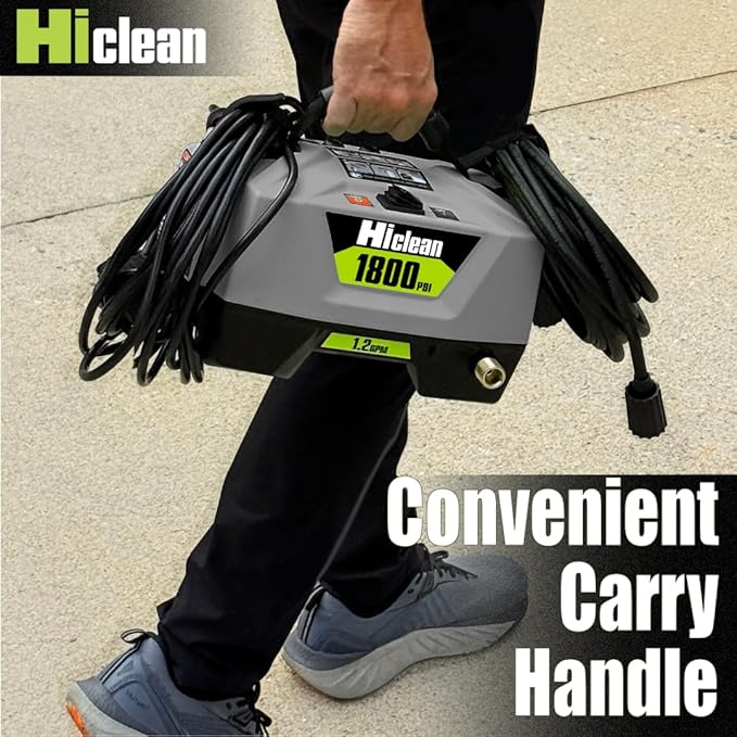 Electric Pressure Washer 1800 PSI - Portable Power Washer for Car Detailing, Patios, Fences and Outdoor Cleaning, Compact Design with Foam Cannon, Turbo and Fan Nozzles, ETL Certified