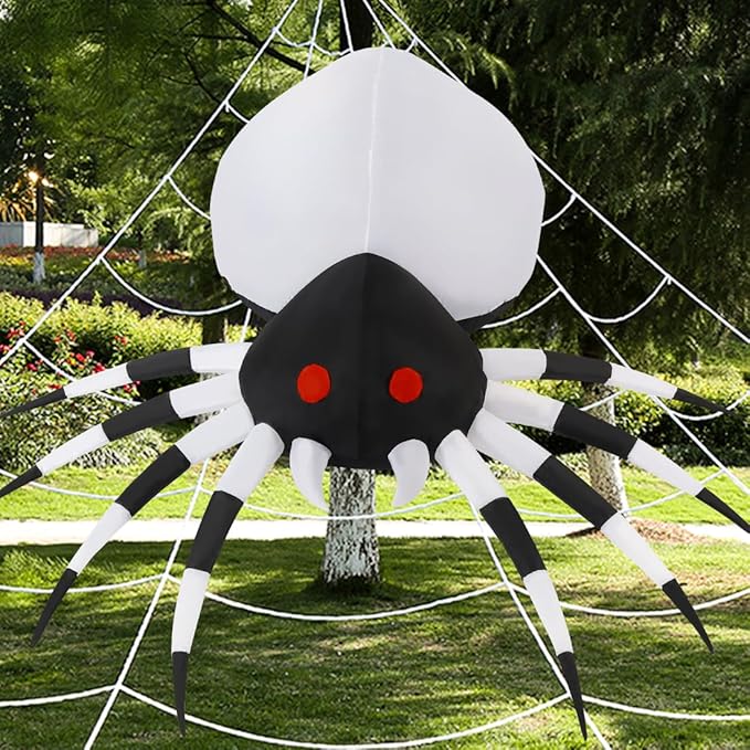 GOOSH 6 FT Height Halloween Inflatables Outdoor Spider with Magic Light, Blow Up Yard Decoration with LED Lights Built-in for Holiday/Party/Yard/Garden
