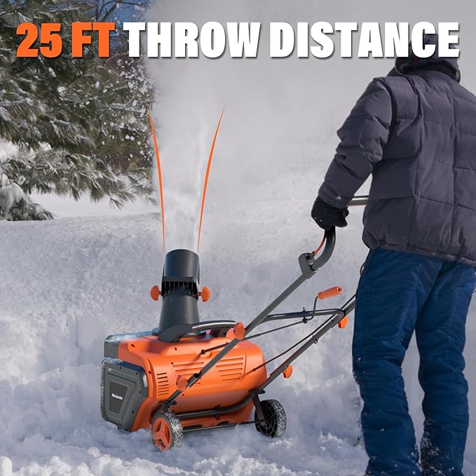 MAXLANDER Corded Electric Snow Blower, 20 Inch 15A Electric Snow Thrower with Dual LED Headlights & 180° Adjustable Chute, 25FT Throwing Distance, Walk-Behind Snowblower for Driveway and Walkway