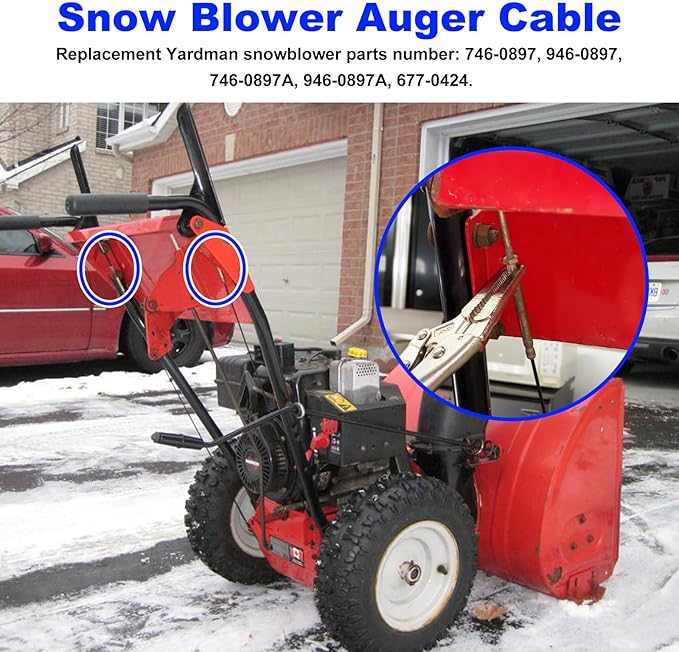 946-0897 Snowblower Drive Cable for Craftsman Cub-Cadet Yard-Machine MTD Troy-Bilt Ryobi Snow Blowers/Snow Thrower Replace 746-0897 746-0897A 946-0897A 677-0424 Auger Control Cable