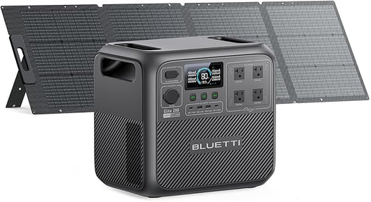 BLUETTI Solar Generator Elite 200 V2 with 200W Solar Panel Included, Portable Power Station 2073.6Wh w/ 4 2600W AC Outlets, 17-Year Lifespan LFP Emergency Power for Home Backup, Power Outages, Camping