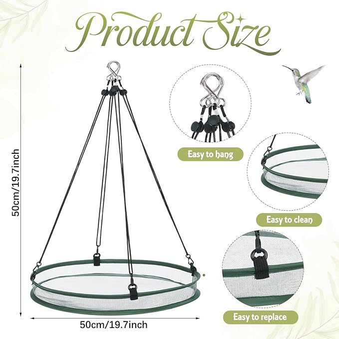 Universal Wild Bird Seed Catcher Hanging Hoop Platform Bird Seed Catcher Tray for Hummingbird Feeders Bee Feeder Outdoor Garden Accessories(1 Pieces,20 Inch)