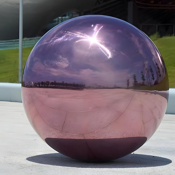 Stainless Steel Gazing Globe Mirror Ball, Decorative Gazing Balls for Garden, Reflective Smooth Garden Ball Sphere for Outdoor Yard Decoration (Purple, Dia: 10 inch)