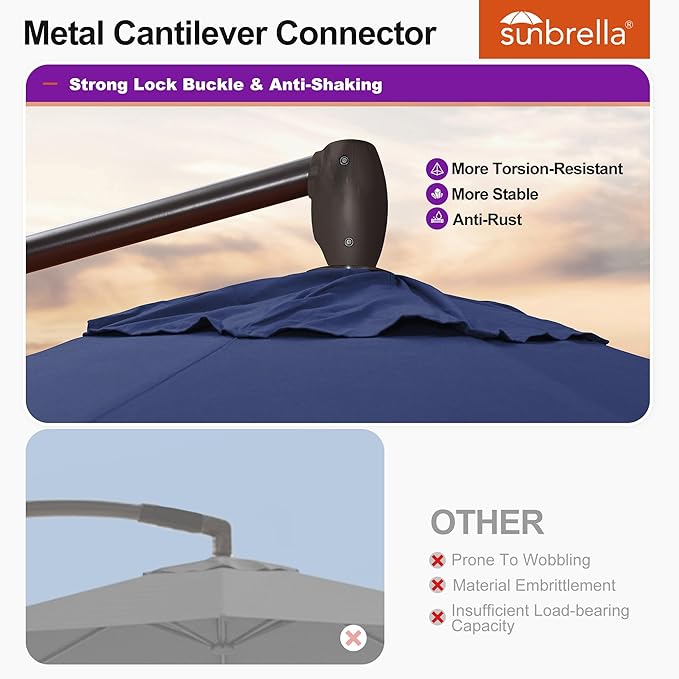 PURPLE LEAF 10FT Cantilever Patio Umbrella with 360-degree Rotation Aluminum Round Outdoor Offset Hanging Umbrella for Patio Pool, Spectrum Indigo