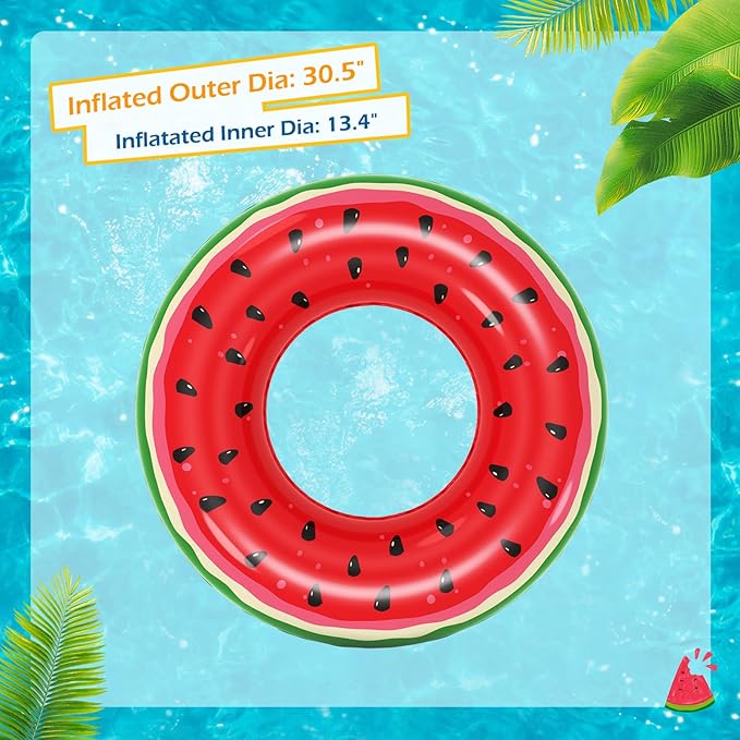 Jasonwell Inflatable Pool Floats Kids - 3 Pack Floaties Pool Tubes Swim Rings Fruit Water Floaty Watermelon Kiwi Orange Inflatable Pool Toys Float for Swimming Pool Party Lake Beach Kids Adults