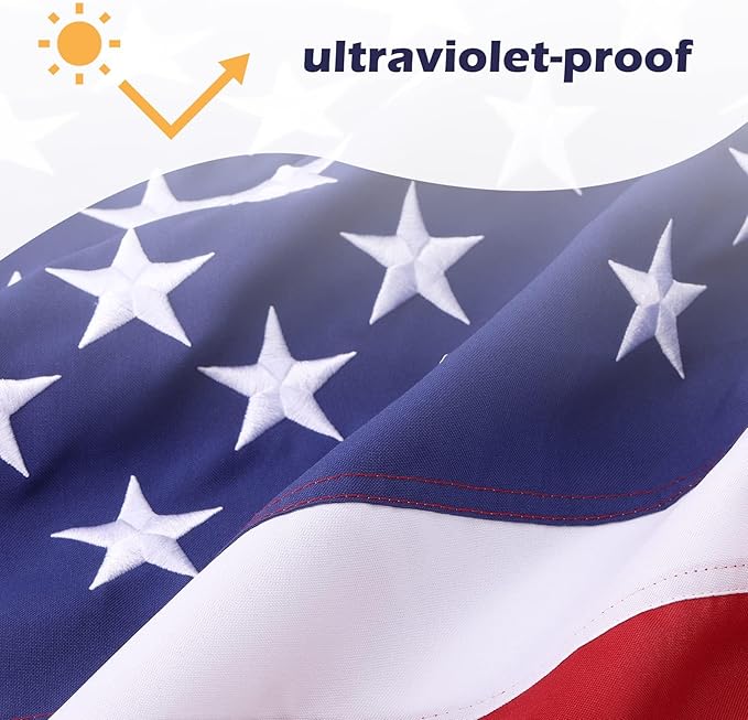 American Flag 3x5 Ft Deluxe Water Resistant Series Made From Heavy Duty Super Tough Spun Polyester/Embroidered Stars/Sewn Stripes/Brass Grommets,US/USA Flags Perfect for Outside