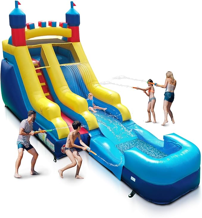 JOYMOR Commercial Grade Inflatable Water Slide with Splash Pool for Kids and Adults, 100% PVC Vinyl Inflatable Water Park for Outdoor Fun Backyard (23 x 9 x 14ft), Without Blower