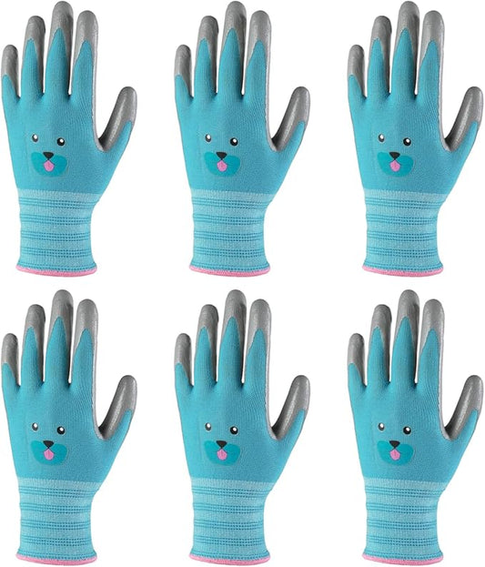 ANDANDA Kids Gardening Gloves, Nitrile Coated Children Yard Work Gloves with Grip, Suitable for Toddlers, Children, Girl, Boy