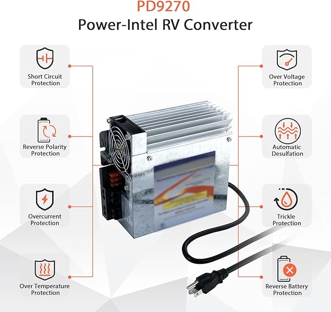 PD9270 70 Amp RV Power Converter with Charge Wizard, PD9200 Series Converter/Charger Compatible with RV, Camper, Caravans,120v to 12v(PD9270)