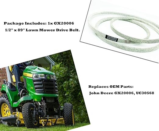 GX20006 1/2"x 89" Lawn Tractor Transmission Drive Belt for John Deere M110367 for Husqvarna 532124525 532126520 AYP GX20006