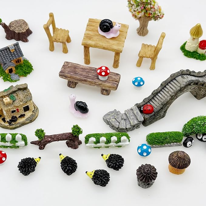 Cayway 83 PCS Fairy Garden Accessories Outdoor, Mixed Model Trees for DIY Craft Garden Decoration, SB-S571