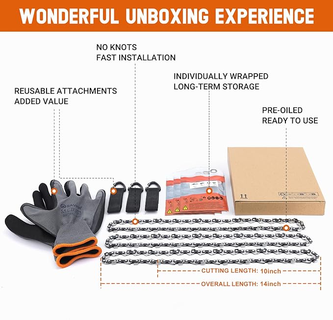 3PC 10 Inch Chainsaw Chain for Worx WG323 / WG323.9 / WG322 / WG322.9 Chainsaw, 10" Pole Saw Chain Replacement for EGO PSA1000 / PSA1020 / MPS1000 / MPS1001 / PPSX2504 10-Inch 56V Polesaw
