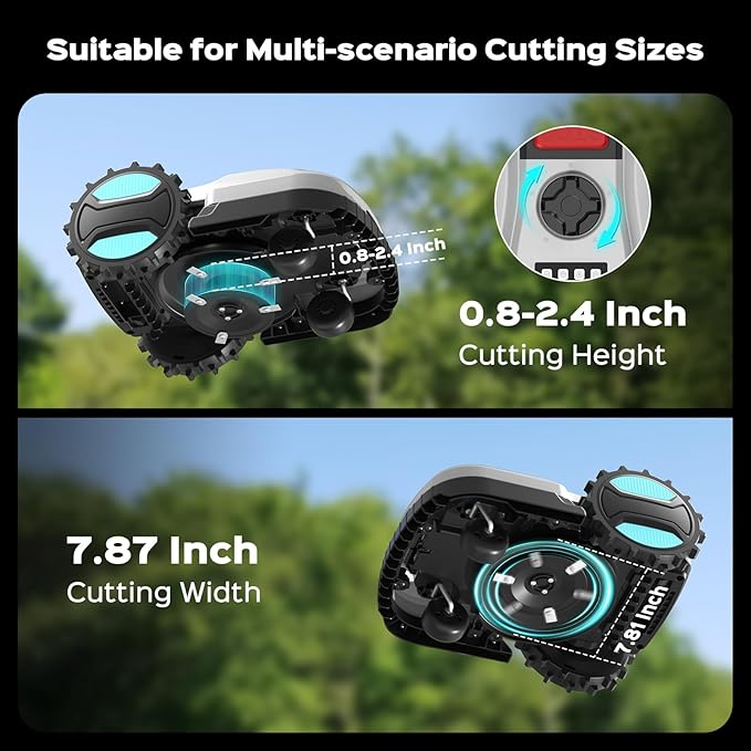 Robot Lawn Mower with App Control – Adjustable Cutting Height, Auto-Charging, Obstacle Detection & Smart Scheduling – Ideal for Lawns up to 1/8 Acre