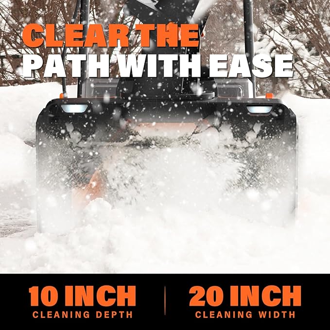 MAXLANDER Snow Blower Cordless, 40V 20-Inch Brushless Cordless Snow Thrower with Dual LED Lights, 180° Rotating Chute, Electric Snow Blower Battery Powered (2 x 4.0Ah Batteries and Charger Included)
