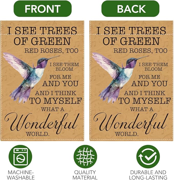 Hummingbird Garden Flag Home Farmhouse Holiday Outside Outdoor Lawn Decorations Yard Flag Double Sided 12x18 Inch