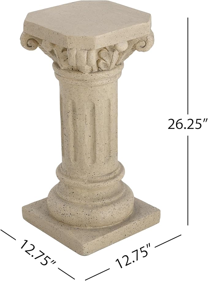 Decorative Roman Column Pedestal Column Plant Stand, Vintage European Style Classical Garden Pillar, Indoor Outdoor Decor, Pedestal Columns Plants Standing for Entryway Garden Yard Home (Sand/26.25"H)