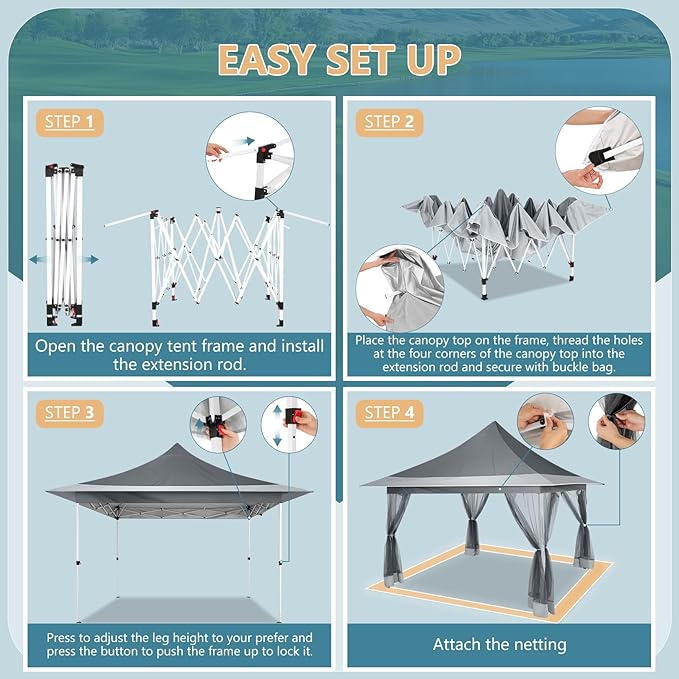 COBIZI 12x12 Pop Up Gazebo On Clearance Canopy Tent Easy Up Outdoor Gazebo Waterproof Upgrade with Mosquito Nettings and Carry Bag for Patio Garden Lawn