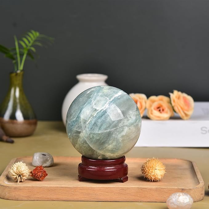JIC Gem Natural Healing Crystal Sphere Ball Trolleite Crystal Decorative Ball Chakra Meditation Fengshui (60-70mm)