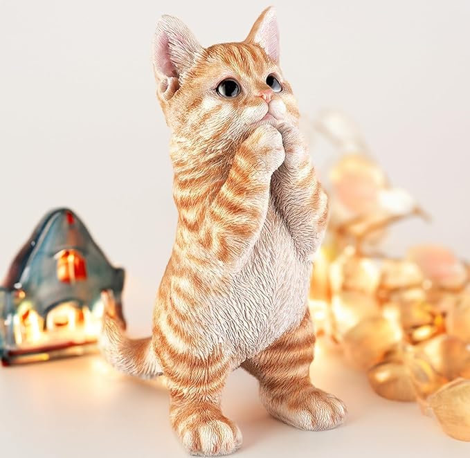 Outdoor Funny Cat Statues Decro,Yard Art Garden Sculptures & Statues,Outdoor Real Animal Sculpture,Perfect for Home Garden Stairs,Farm,Patio,Backyard