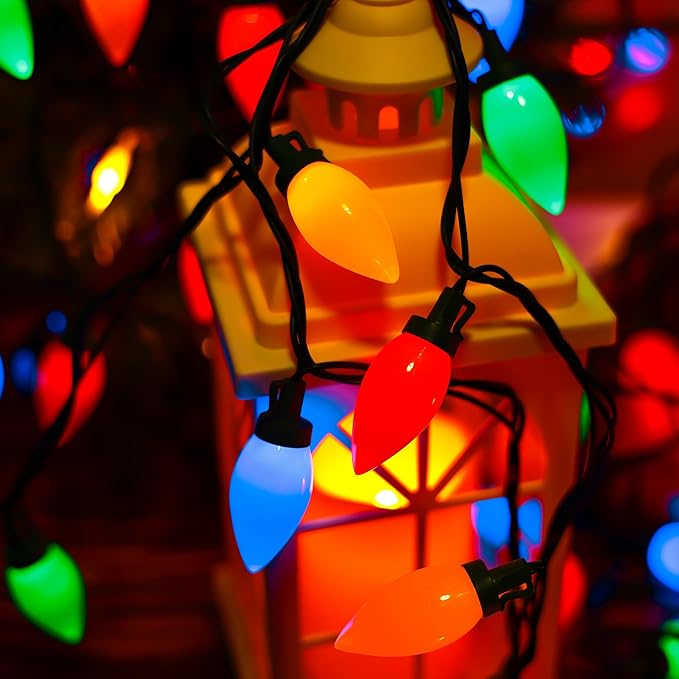 HAYATA C9 Big Bulbs Classic Christmas Lights 100 LED 64ft Strawberry String Light - Fairy Lighting for Outdoor, Indoor (Multi Color - 100LED)