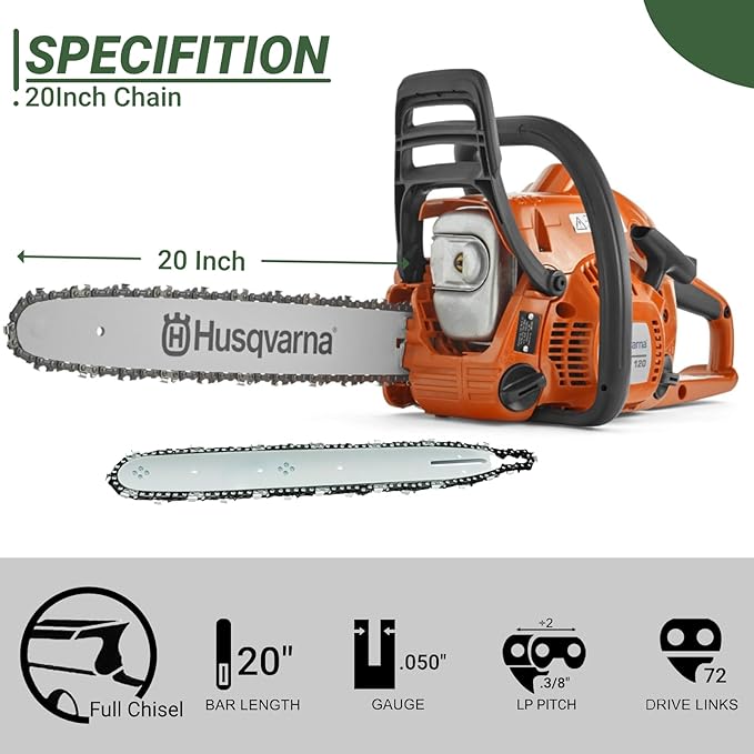 4-Pack 20 Inch Chainsaw Chain,3/8" LP Pitch .050" Gauge 72 Drive Links Compatible with Stihl MS311 MS391, Husqvarna 455(Rancher), Jonsered CS2166, Craftsman, Echo, Poulan, Ryobi, Ego and More