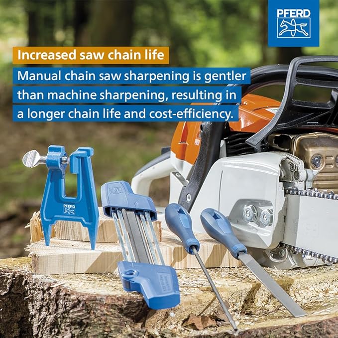 Pferd CS-X Chainsaw Chain Sharpener, 3/16” File for .325” Low Profile Chains, 2-in-1 Chainsaw Sharpener and Depth Gauge Tool, Easy Handheld Chain Sharpening (Pack of 1) - Part 17301