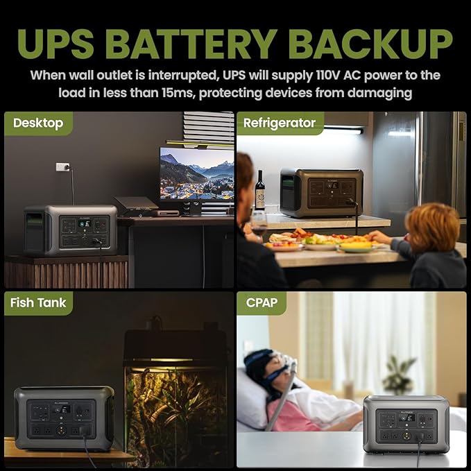 ALLPOWERS R3500 Portable Power Station, 3200W 3168Wh LiFePO4 Portable Home Battery, 0-100% in 2 Hrs, 5 AC with 30A RV Outlets, UPS Solar Generator for Outdoor Camping, RV, Home Backup