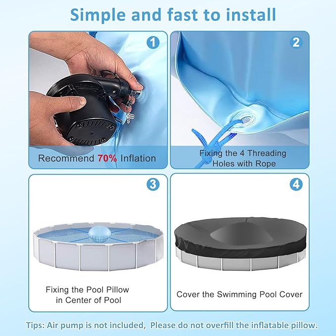 5ft Pool Pillows for Above Ground Pools, Heavy Duty Swimming Pool Air Pillow 0.4mm Thickened Pool Closing Winter Kit Pool Cover Float Balloon with String Repair Tape for Winterizing Ice Equalizer