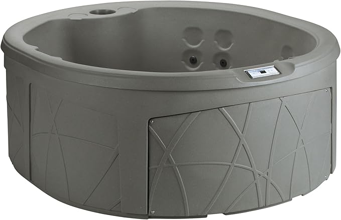 LifeSmart Key Largo Hot Tub Spa with 110 Volt Plug and Play and Multicolor Underwater LED Light for Patio, Lawn, and Garden, Taupe, 4-Person
