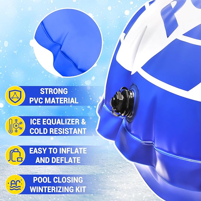 Riare 1pcs 4 X 4 Ft Pool Air Pillows for Above Ground Pools- Winter Pool Pillow Swimming Pools Closing Winterizing Kit with Ropes, Cold-Resistant 0.4mm Thicken PVC Ice Equalizer Pillow for Support