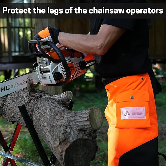 Chainsaw Chaps Apron Wrap 8-layer for Men/Women Loggers Forest Workers Protective Chain Saw Pants Adjustable