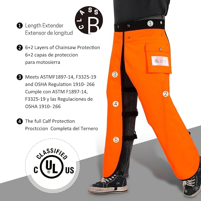 Chainsaw Chaps Apron Wrap 8-layer for Men/Women Loggers Forest Workers Protective Chain Saw Pants Adjustable