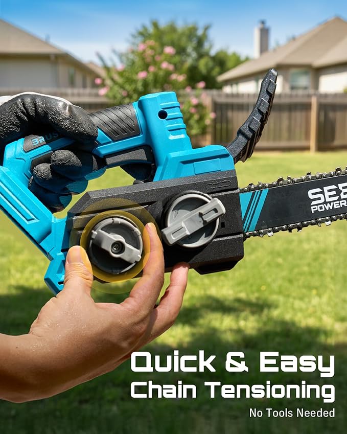SEESII Electric Chainsaw Cordless 12-inch: Brushless Battery Powered Small Chainsaw, 2 x 4.0Ah Batteries, Auto-Tension and Oiling Mini Chain Saw for Christmas Dad Men Gifts, Tree Cutting Trimming