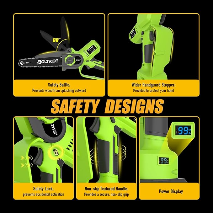 8 Inch Cordless Mini Chainsaw, 1000W Brushless Electric Chainsaw, 2000mAh Batteries & Auto Oiler Hand Held Powered Small Chain Saw, for Tree Trimming Wood Cutting Garden and Yard Work