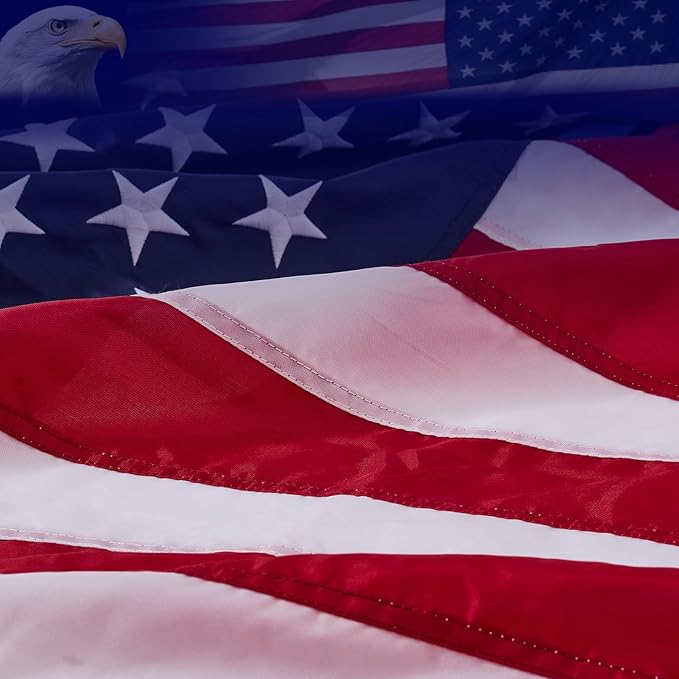 American Flag 3x5 FT, Premium Nylon Flags Ultra Durable Tear-Resistant and Weatherproof, Deluxe Embroidered Stars and Sewn Stripes, All Weather for Outdoor Use with Brass Grommets