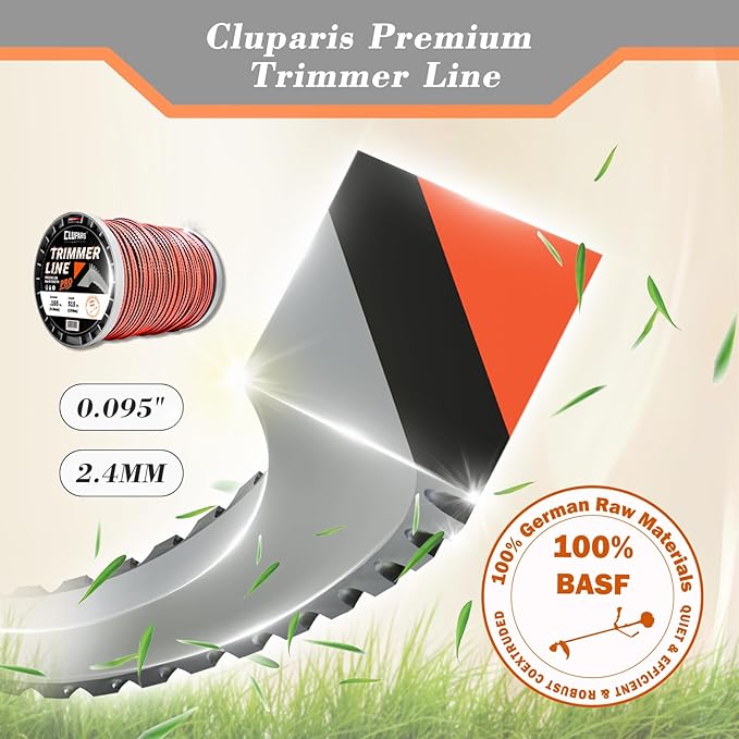 Cluparis 5-Pound Heavy Duty Sawtooth Trimmer Line .095-inch, 0.095" Sawtooth Weed Eater String Fits Medium & Heavy Grass & Weeds, 095 Trimmer String for Universal Weedeater Line of Premium Nylon