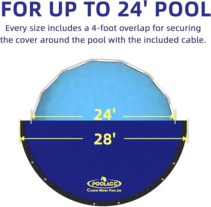 Pool Covers for Above Ground Pools - 24 ft Round Winter Pool Cover, Extra Durable Cold- and UV-Resistant Heavy-Duty Swimming Pool Cover for Winterizing