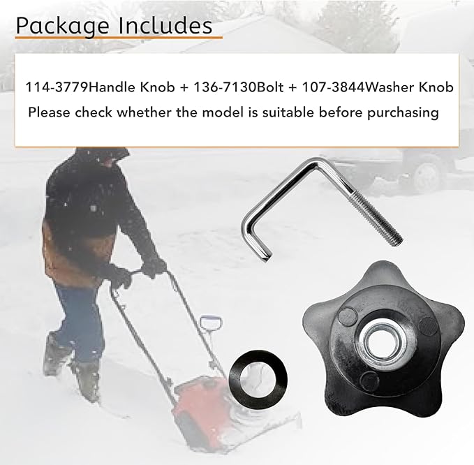 Fit for Toro Snow Blower Handle Knob and Lock Bolt Screw Kit for 21" Fold Snow Blowers/Lawn Mowers Replace 114-3779 & Handle Knob 136-7130 Bolt & 107-3844 Washer