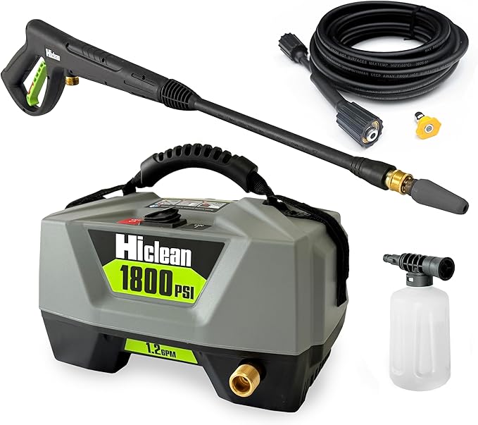 Electric Pressure Washer 1800 PSI - Portable Power Washer for Car Detailing, Patios, Fences and Outdoor Cleaning, Compact Design with Foam Cannon, Turbo and Fan Nozzles, ETL Certified