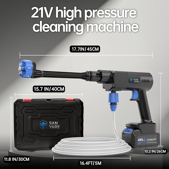 Cordless Pressure Washer,1200PSI Portable Pressure Washer with 2 Rechargeable 20000mAH Battery Power Washer,6 Modes Ajustable Light Duty Tools 6-in-1 Nozzle for Car/Fence/Garden/Floor/Yards