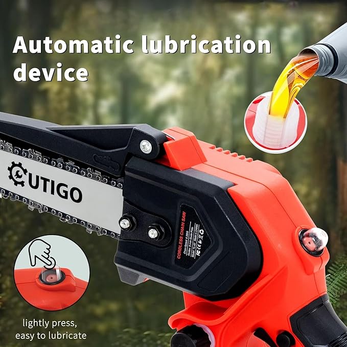 Mini Chainsaw with Battery, 8 inch Electric Chainsaw with 2 * 21V Batteries, Small Chain Saw with Safety Lock and Strong Motor for Tree Trimming, Mini Cordless Electric Chainsaw 800 W