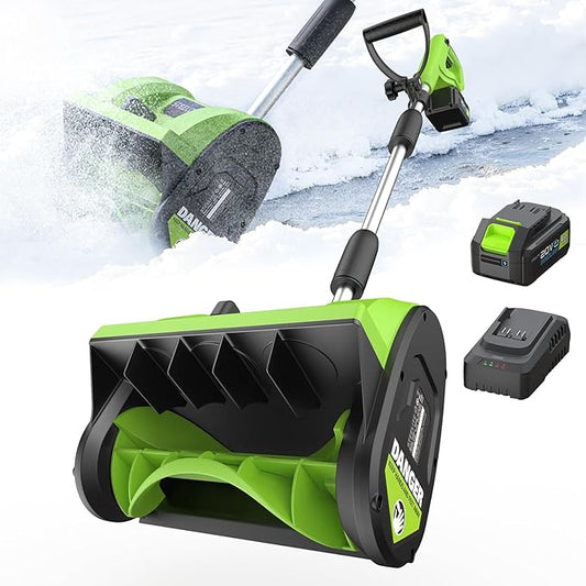 STEELITE 21V Cordless Snow Shovel, 12-Inch Battery Powered Snow Blower with Directional Plate, 20-Feet Snow Throwing Distance, 4.0Ah Battery & Quick Charger Included