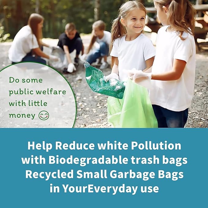 Biodegradable Trash Bags - 13 Gallon Durable Garbage Bag [100 Count], Perfect for Tall Trash Cans Green Thicken Recycling Bin Bags for Kitchen, Bathroom, Camping, Office, Car